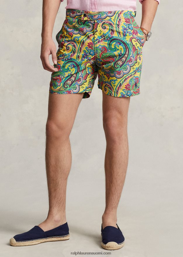 Ralph Lauren miehet 5,75 tuuman monacon uimahousu 0Z24ZR8611 keltainen jerry paisley