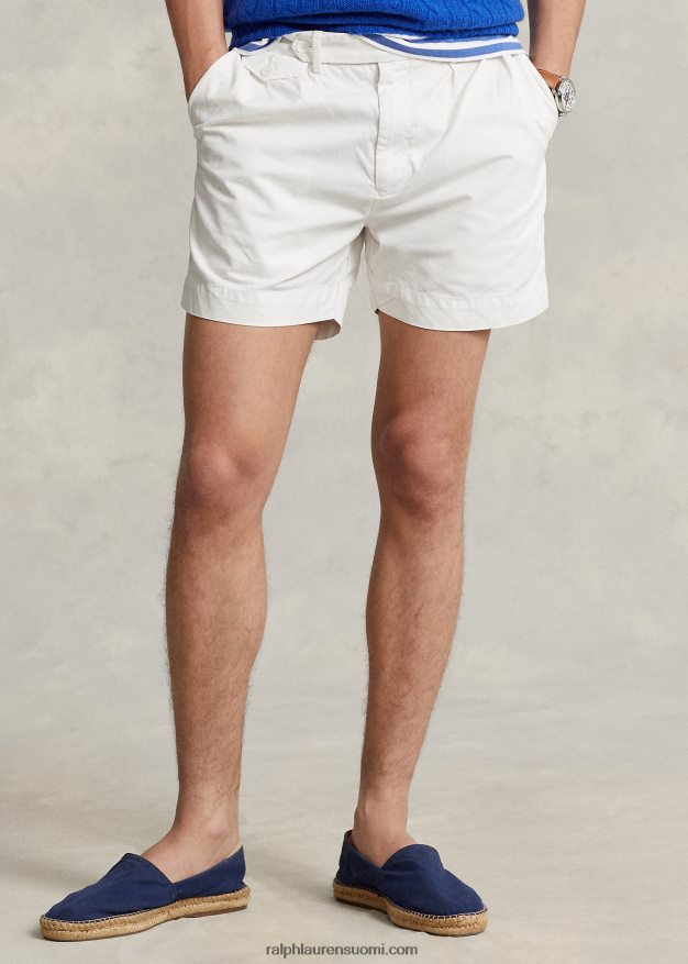 Ralph Lauren miehet 5 tuuman klassinen istuvuus laskostettu twill lyhyt 0Z24ZR8456 kannenpesuaine valkoinen