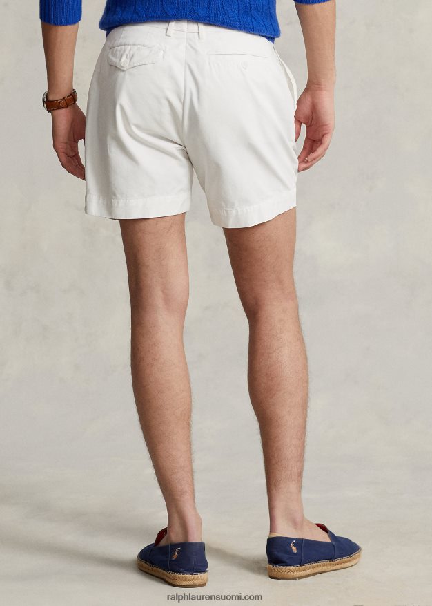Ralph Lauren miehet 5 tuuman klassinen istuvuus laskostettu twill lyhyt 0Z24ZR8456 kannenpesuaine valkoinen