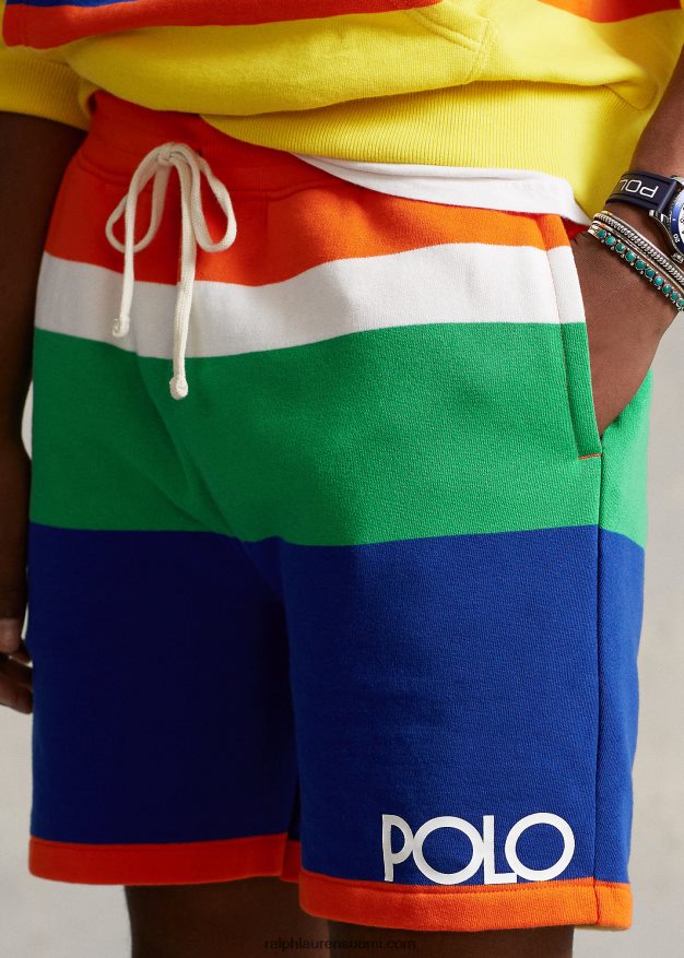 Ralph Lauren miehet 6 tuuman logoraidallinen fleece lyhyt 0Z24ZR1218 purjehdus oranssi multi