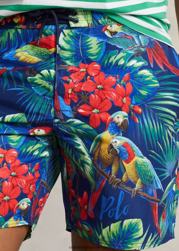 Ralph Lauren miehet 7,25 tuuman palmusaaren klassinen uimahousu 0Z24ZR944 papukaija poololla