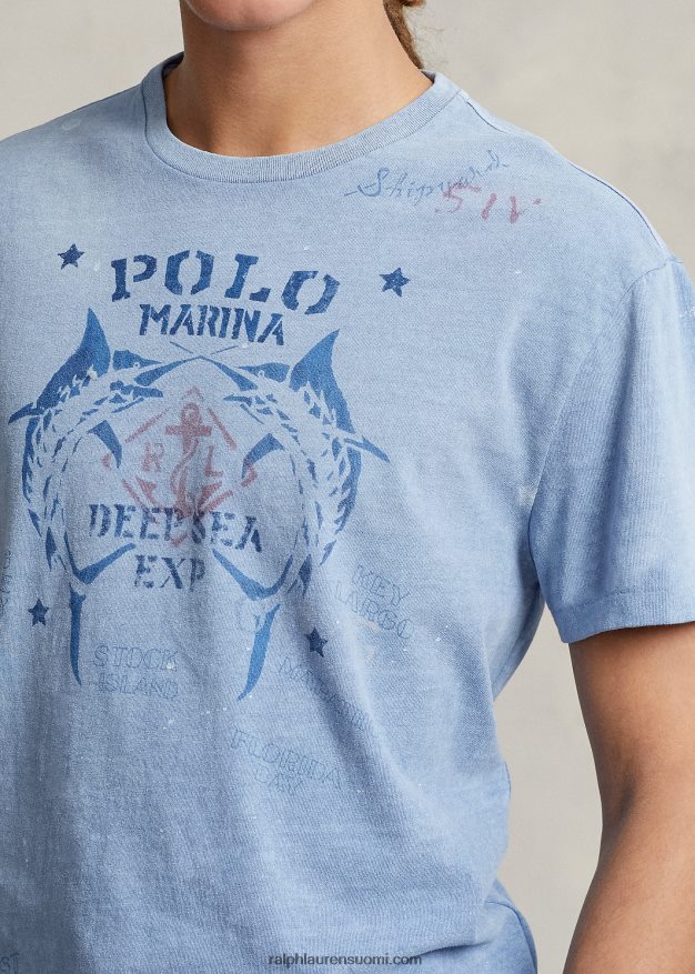 Ralph Lauren miehet Klassisen istuvuuden graafinen t-paita 0Z24ZR327 kanava sininen