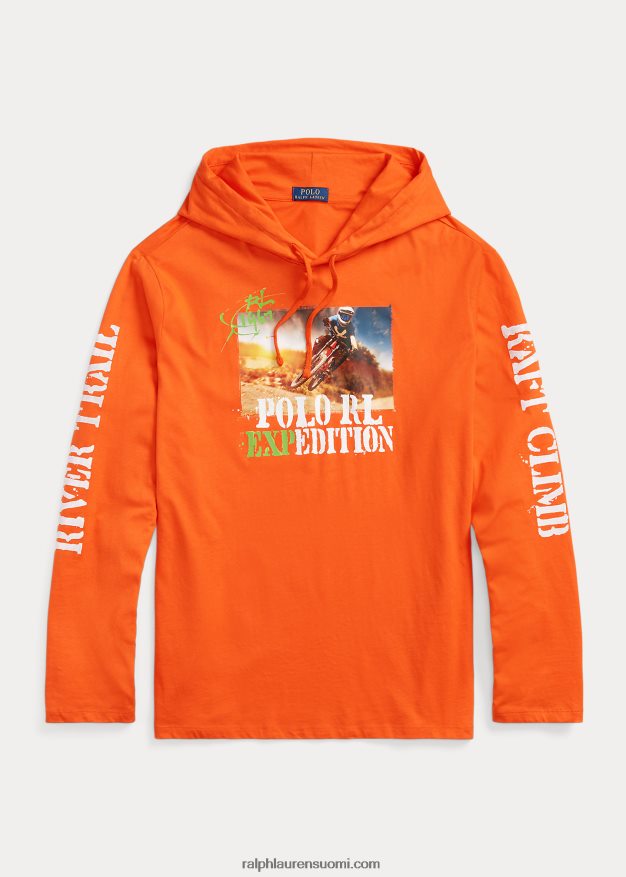 Ralph Lauren miehet jersey-graafinen hupullinen t-paita 0Z24ZR1382 aktiivinen oranssi