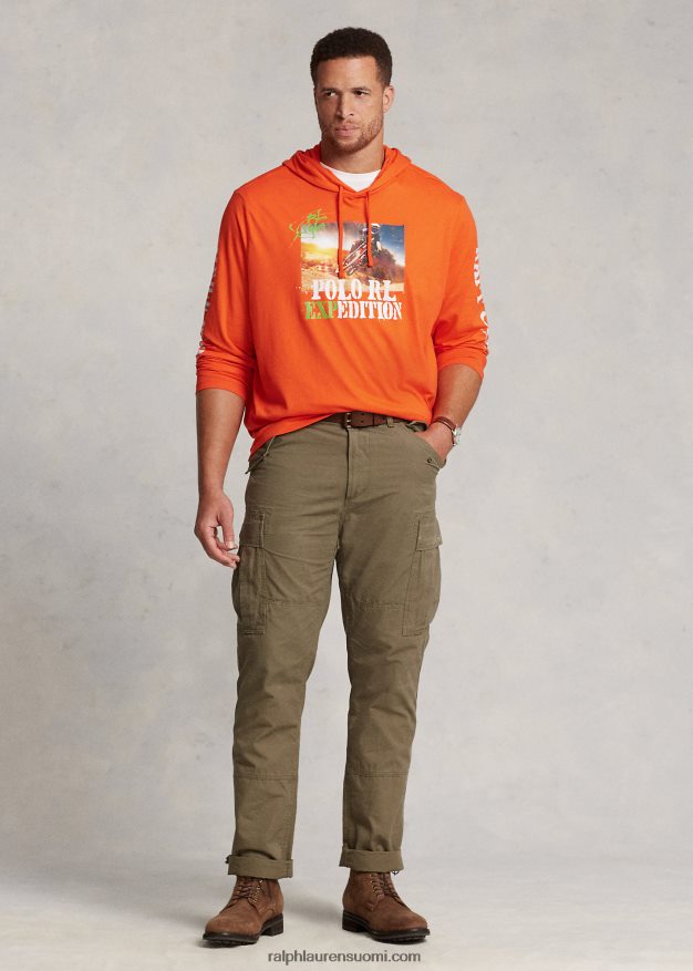 Ralph Lauren miehet jersey-graafinen hupullinen t-paita 0Z24ZR1382 aktiivinen oranssi