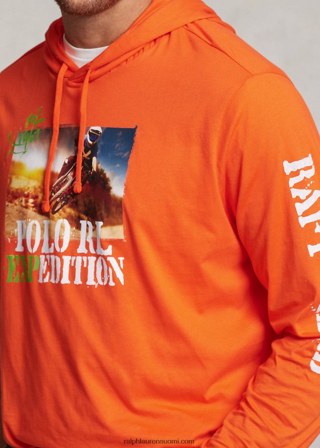 Ralph Lauren miehet jersey-graafinen hupullinen t-paita 0Z24ZR1382 aktiivinen oranssi