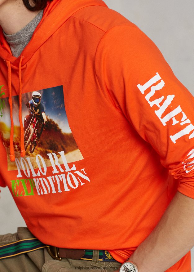 Ralph Lauren miehet jersey-graafinen hupullinen t-paita 0Z24ZR8495 aktiivinen oranssi