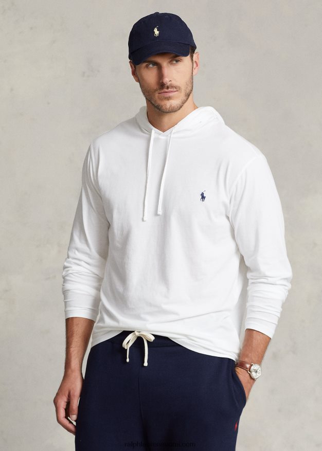Ralph Lauren miehet jersey-hupullinen t-paita 0Z24ZR8400 valkoinen