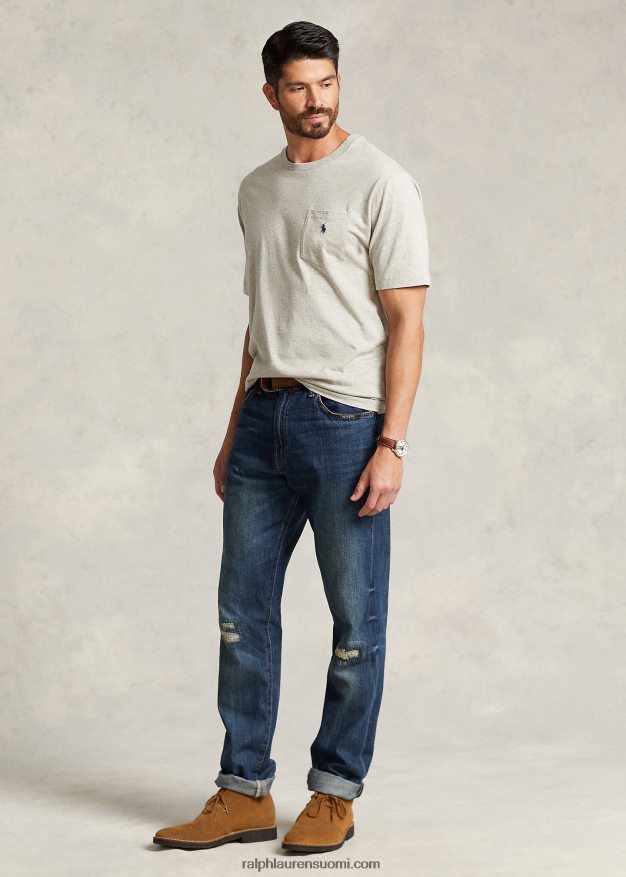 Ralph Lauren miehet jersey tasku t-paita 0Z24ZR1850 uusi harmaa kanerva