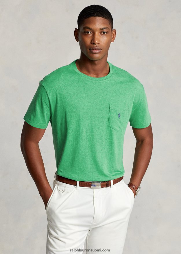 Ralph Lauren miehet jersey-taskuinen t-paita, joka sopii kaikkiin 0Z24ZR242 palmunvihreä kanerva