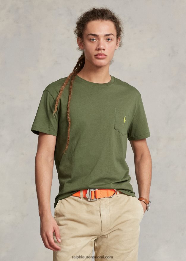 Ralph Lauren miehet jersey-taskuinen t-paita, joka sopii kaikkiin 0Z24ZR243 tumma salvia