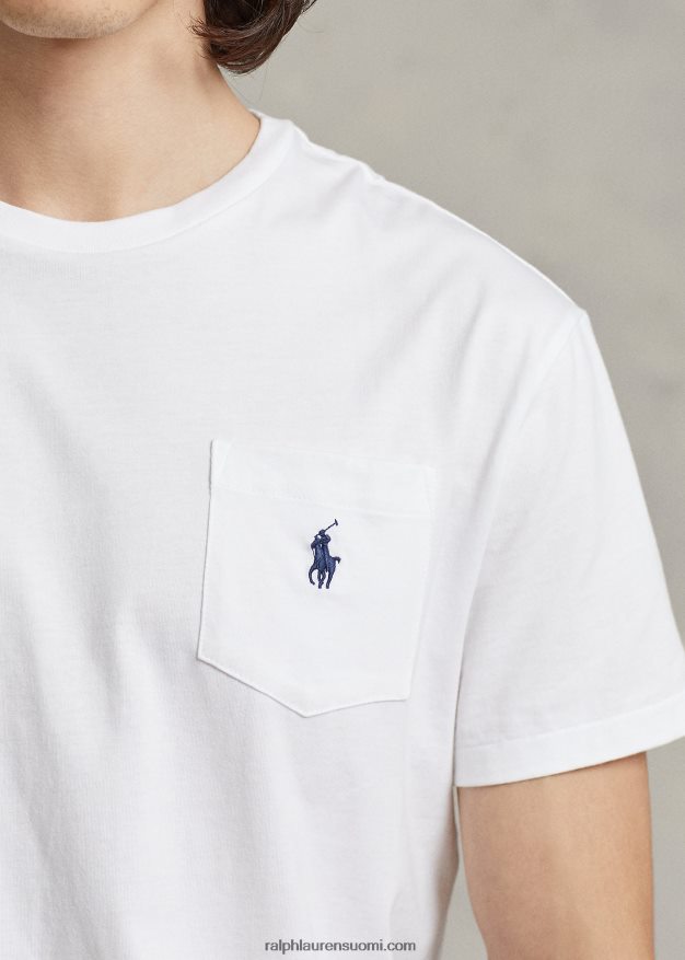 Ralph Lauren miehet jersey-taskuinen t-paita, joka sopii kaikkiin 0Z24ZR248 valkoinen