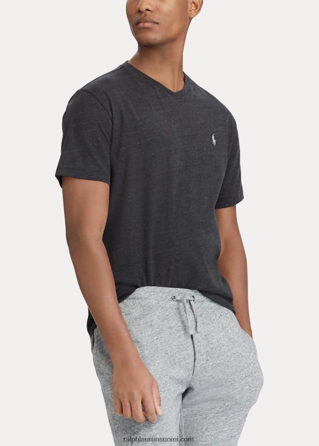 Ralph Lauren miehet jersey v-kaula-aukkoinen t-paita 0Z24ZR1415 kukka violetti