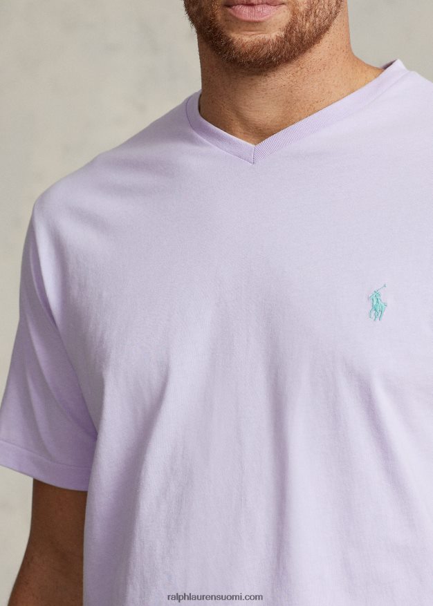 Ralph Lauren miehet jersey v-kaula-aukkoinen t-paita 0Z24ZR1415 kukka violetti