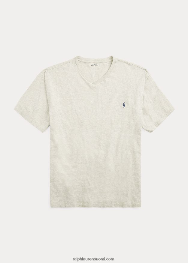 Ralph Lauren miehet jersey v-kaula-aukkoinen t-paita 0Z24ZR1844 uusi harmaa kanerva
