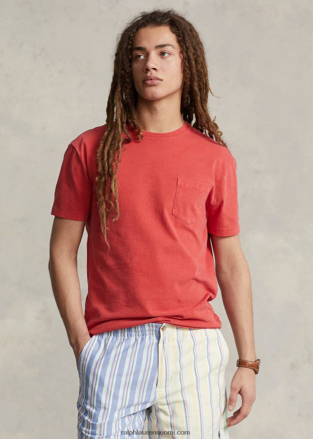 Ralph Lauren miehet klassinen istuva jersey-taskut-paita 0Z24ZR941 viesti punainen