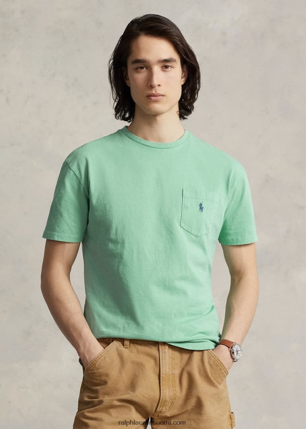 Ralph Lauren miehet klassinen istuvuus puuvilla-pellava taskut-paita 0Z24ZR8559 essexin vihreä