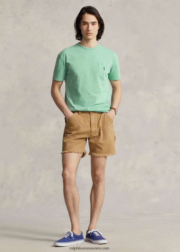 Ralph Lauren miehet klassinen istuvuus puuvilla-pellava taskut-paita 0Z24ZR8559 essexin vihreä