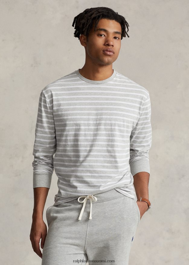 Ralph Lauren miehet klassinen istuvuus raidallinen jersey t-paita 0Z24ZR846 kevät kanerva/valkoinen