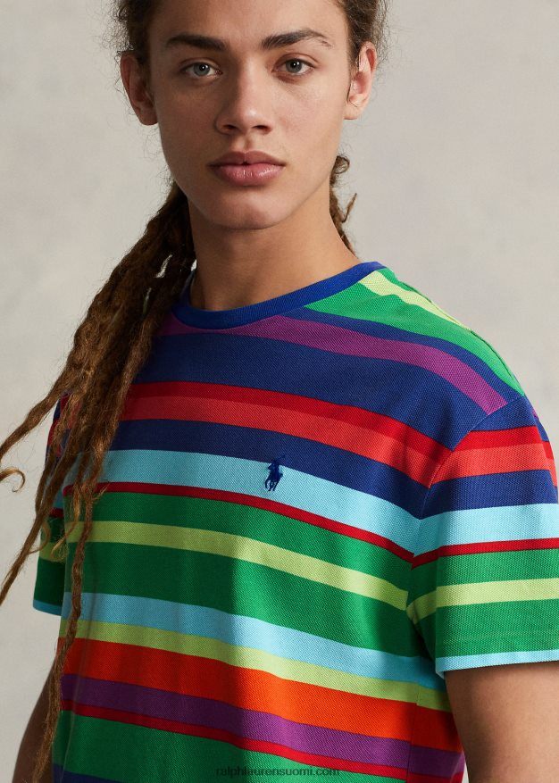 Ralph Lauren miehet klassinen malli raidallinen mesh-t-paita 0Z24ZR492 varsi moni