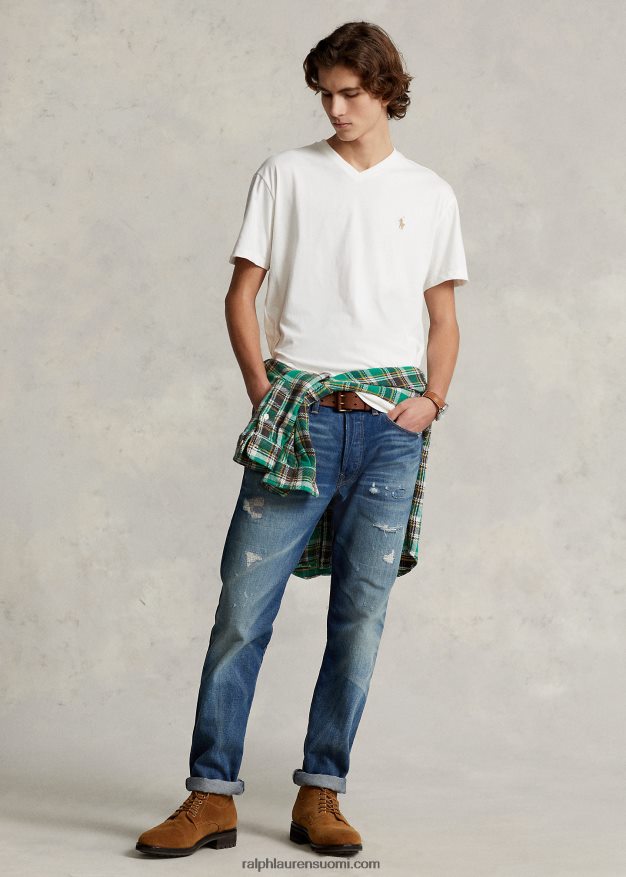 Ralph Lauren miehet klassinen v-kaula-aukkoinen jersey-t-paita 0Z24ZR203 kannenpesuaine valkoinen