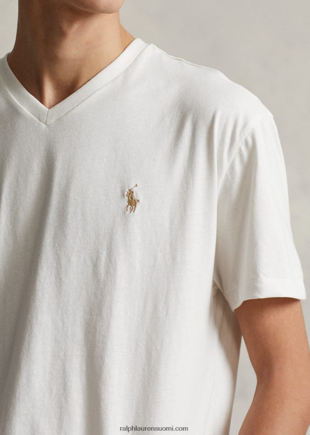 Ralph Lauren miehet klassinen v-kaula-aukkoinen jersey-t-paita 0Z24ZR203 kannenpesuaine valkoinen