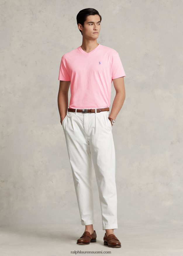 Ralph Lauren miehet klassinen v-kaula-aukkoinen jersey-t-paita 0Z24ZR208 karmelin pinkki