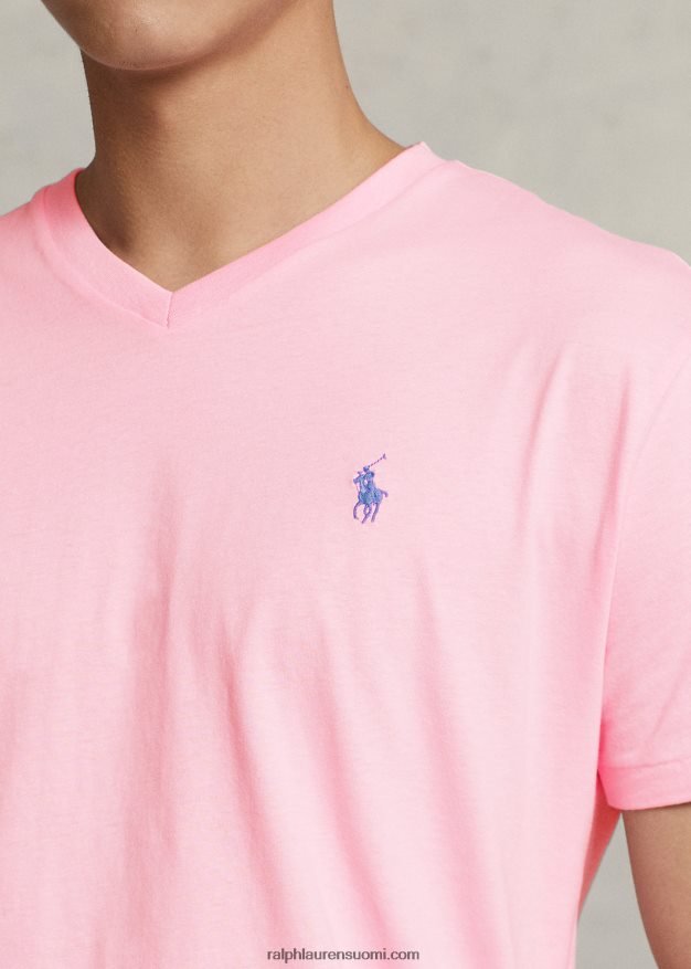 Ralph Lauren miehet klassinen v-kaula-aukkoinen jersey-t-paita 0Z24ZR208 karmelin pinkki