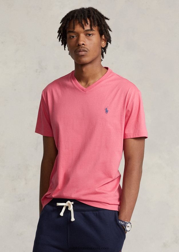 Ralph Lauren miehet klassinen v-kaula-aukkoinen jersey-t-paita 0Z24ZR209 vaaleanpunainen