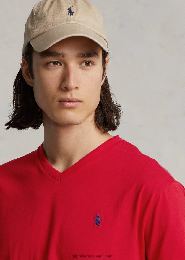 Ralph Lauren miehet klassinen v-kaula-aukkoinen jersey-t-paita 0Z24ZR210 Rl 2000 punainen