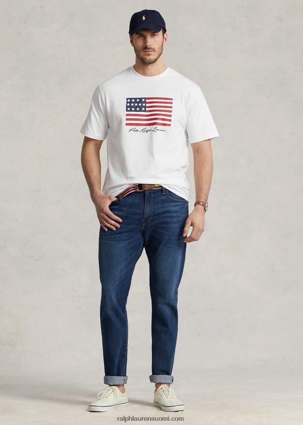 Ralph Lauren miehet lippu jersey t-paita 0Z24ZR1464 valkoinen