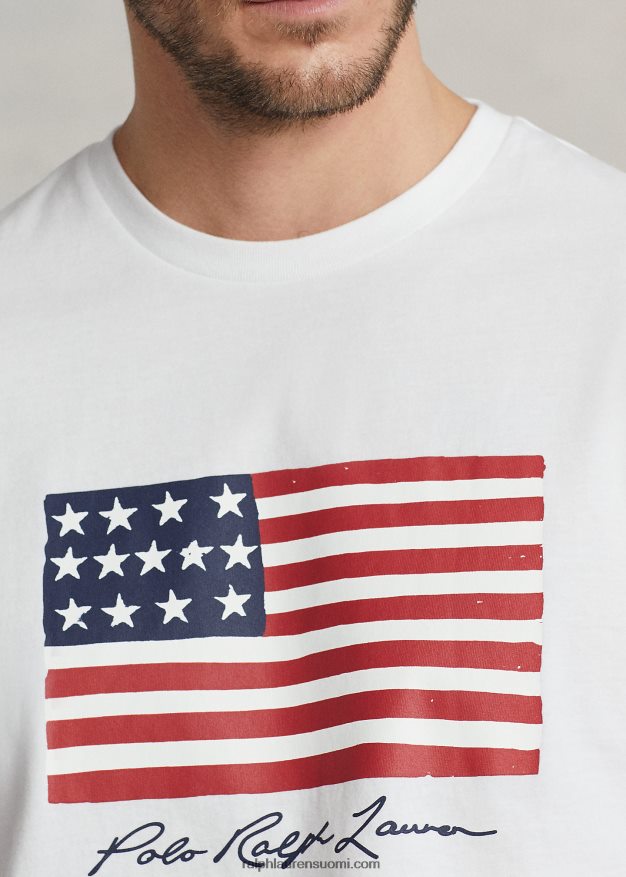 Ralph Lauren miehet lippu jersey t-paita 0Z24ZR1464 valkoinen
