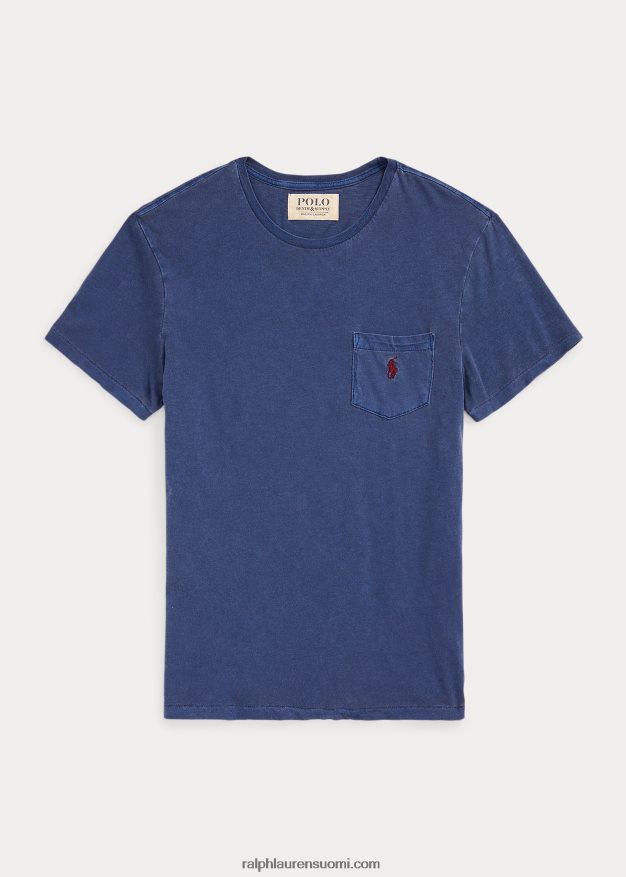 Ralph Lauren miehet mukautettu slim fit jersey tasku t-paita 0Z24ZR313 vaalea laivasto