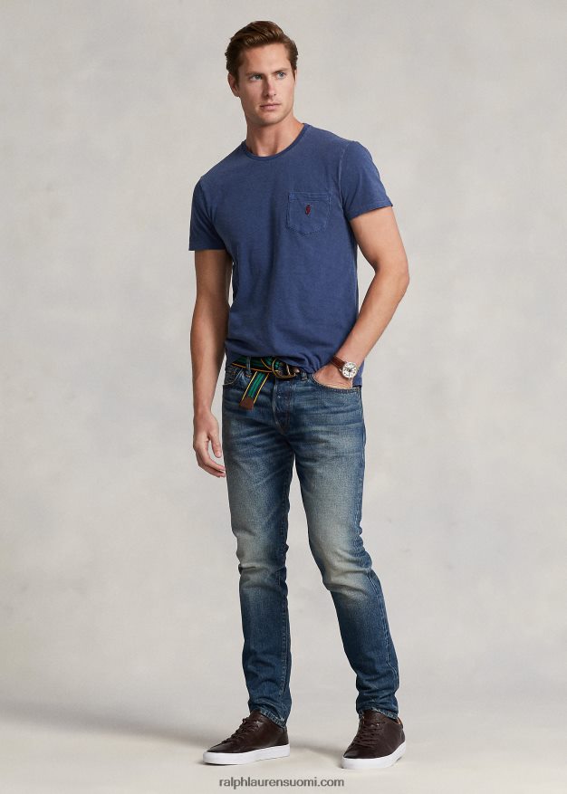 Ralph Lauren miehet mukautettu slim fit jersey tasku t-paita 0Z24ZR313 vaalea laivasto