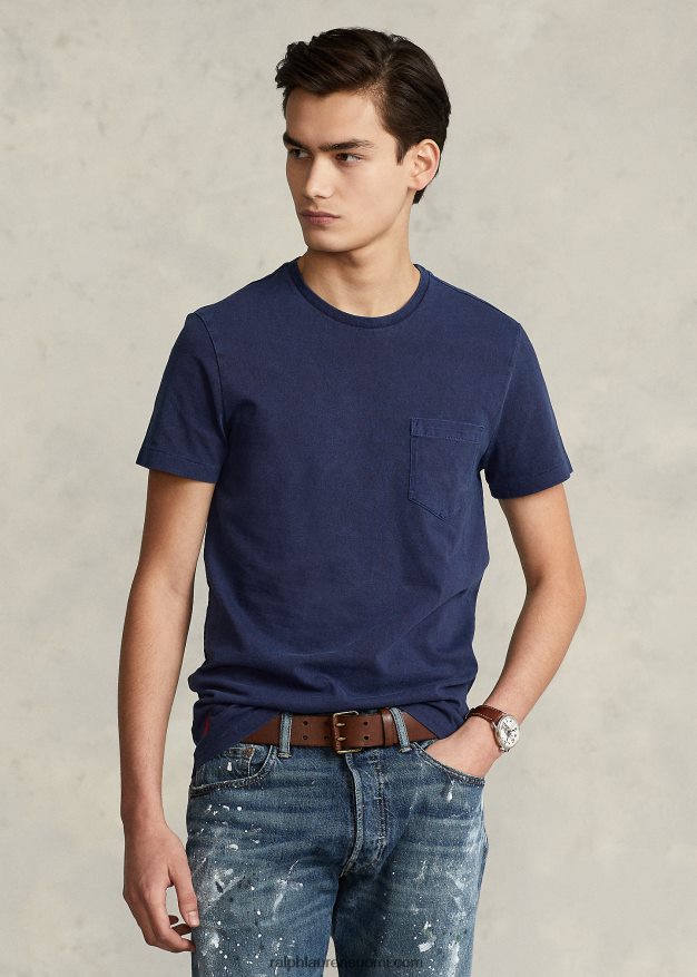 Ralph Lauren miehet mukautettu slim fit jersey tasku t-paita 0Z24ZR344 newportin laivasto