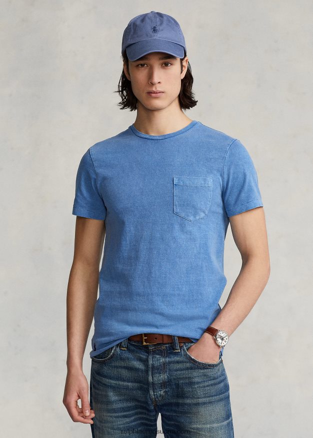 Ralph Lauren miehet mukautettu slim fit jersey tasku t-paita 0Z24ZR8557 perääntyä sininen