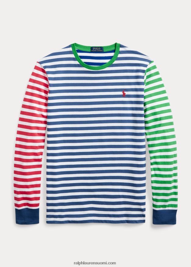 Ralph Lauren miehet mukautettu slim fit raidallinen jersey-t-paita 0Z24ZR406 vanha kuninkaallinen multi