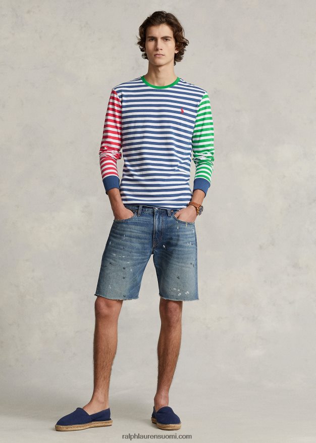 Ralph Lauren miehet mukautettu slim fit raidallinen jersey-t-paita 0Z24ZR406 vanha kuninkaallinen multi