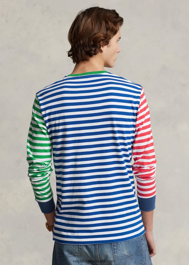 Ralph Lauren miehet mukautettu slim fit raidallinen jersey-t-paita 0Z24ZR406 vanha kuninkaallinen multi