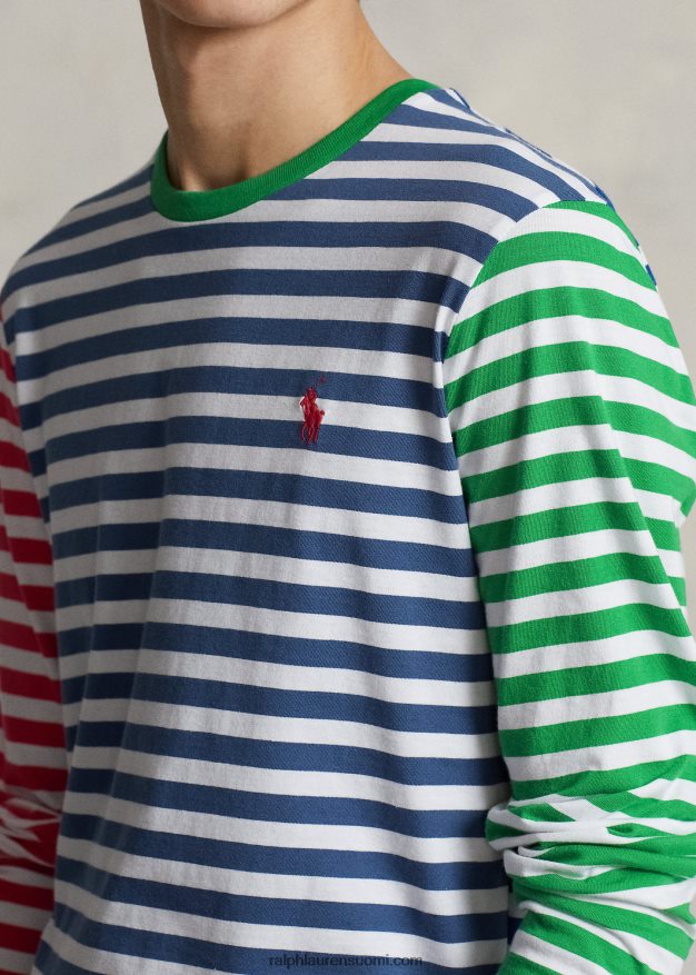 Ralph Lauren miehet mukautettu slim fit raidallinen jersey-t-paita 0Z24ZR406 vanha kuninkaallinen multi