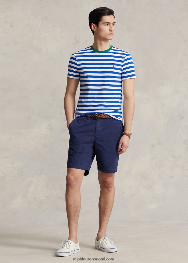 Ralph Lauren miehet mukautettu slim fit raidallinen jersey-t-paita 0Z24ZR519 Tyynenmeren kuninkaallinen/valkoinen