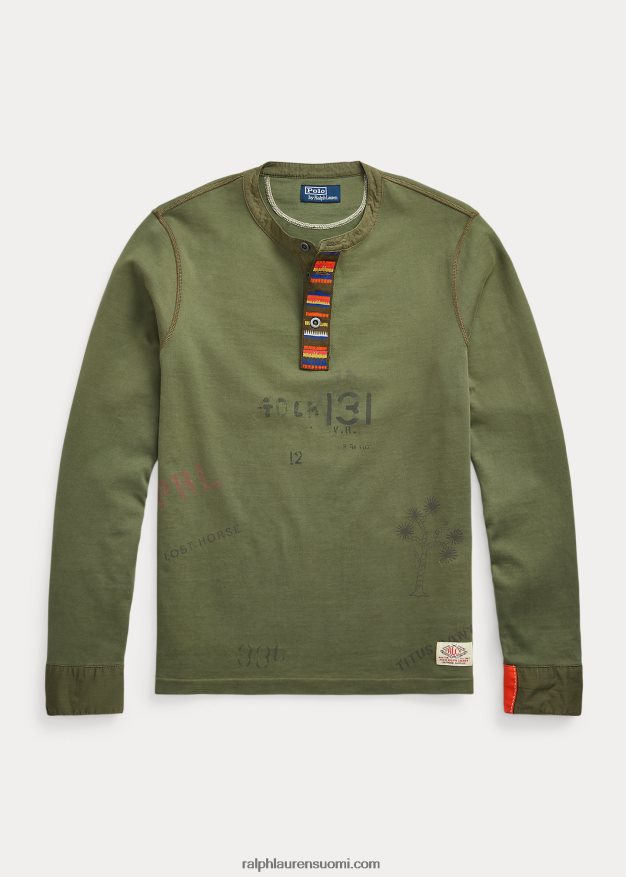 Ralph Lauren miehet stenciled jersey henley paita 0Z24ZR8479 puutarhapolku