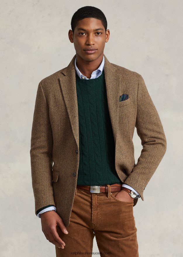 Ralph Lauren miehet Polo pehmeä kalanruoto urheilutakki 0Z24ZR8490 ruskea/ruskea