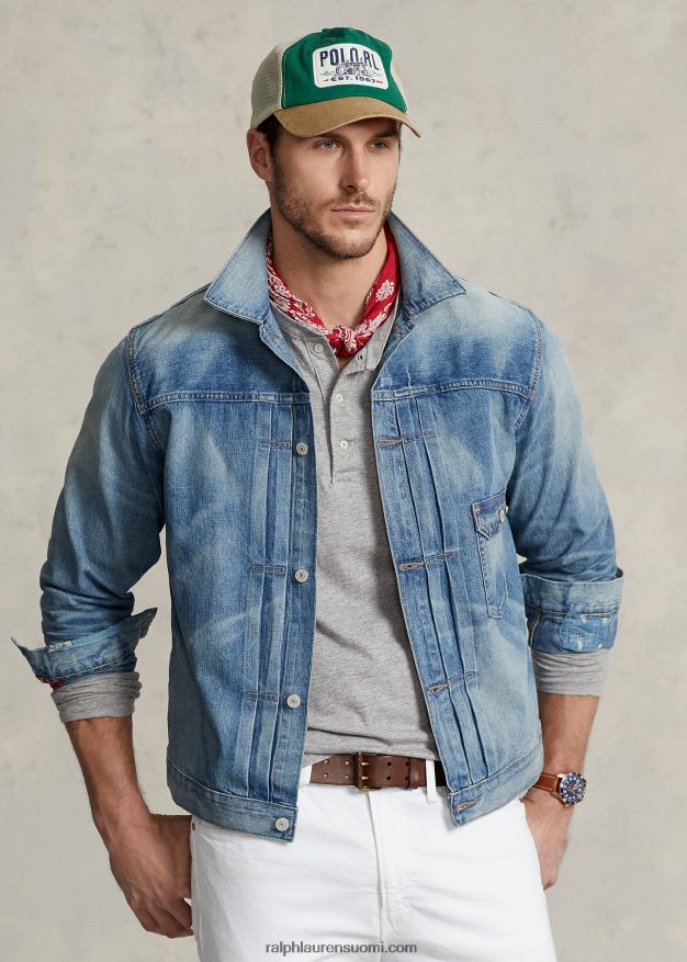 Ralph Lauren miehet ahdistunut farkkutakki 0Z24ZR1655 sininen