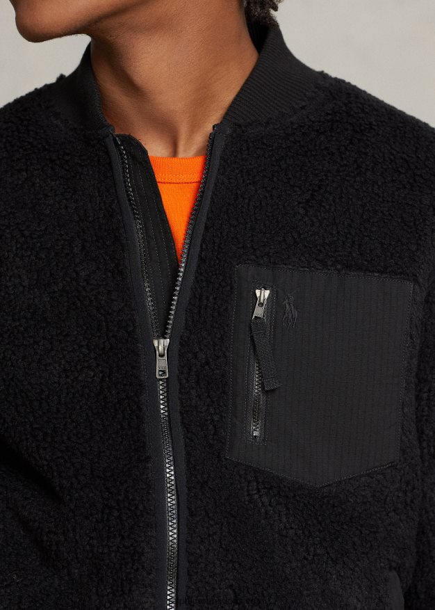 Ralph Lauren miehet bond pile fleece bomber-takki 0Z24ZR1208 musta