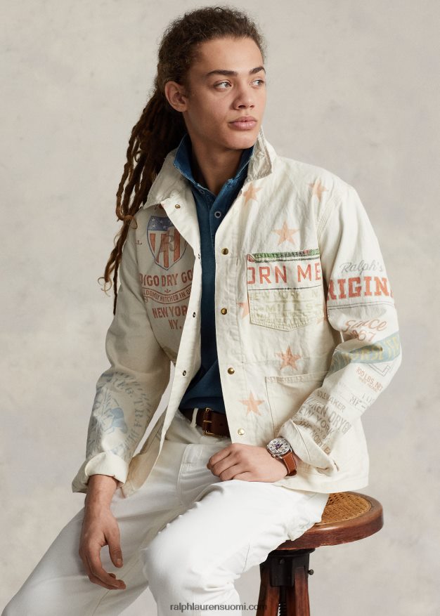 Ralph Lauren miehet denim graafinen maalaustakki 0Z24ZR852 puuhakku