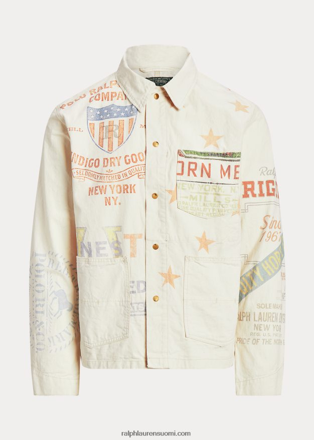 Ralph Lauren miehet denim graafinen maalaustakki 0Z24ZR852 puuhakku