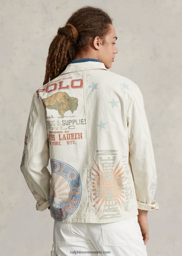 Ralph Lauren miehet denim graafinen maalaustakki 0Z24ZR852 puuhakku