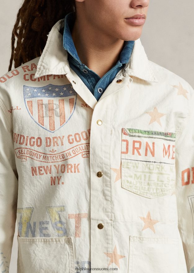 Ralph Lauren miehet denim graafinen maalaustakki 0Z24ZR852 puuhakku