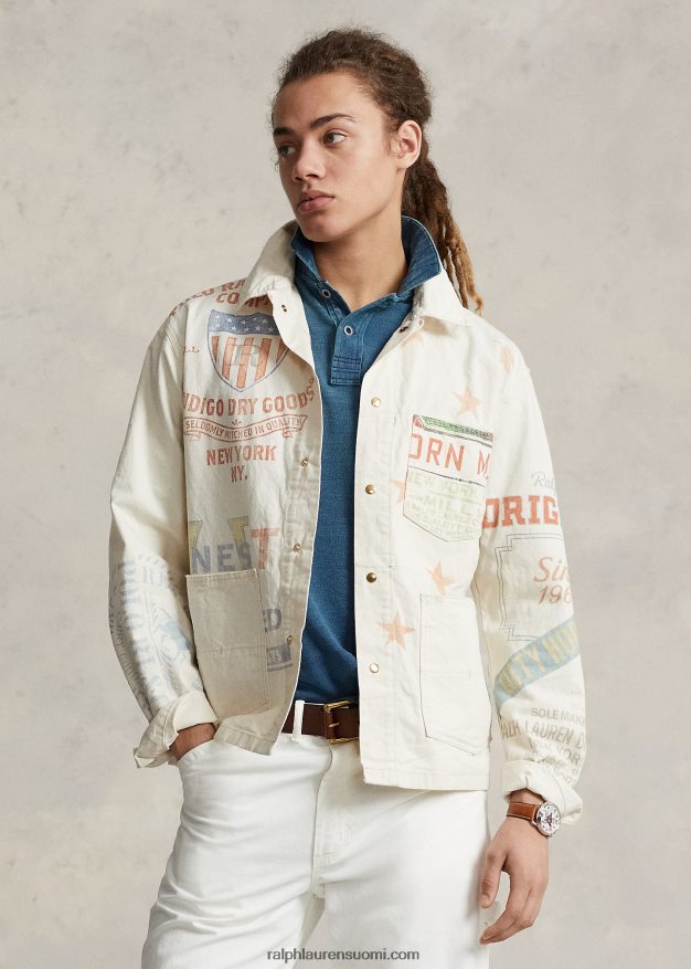 Ralph Lauren miehet denim graafinen maalaustakki 0Z24ZR852 puuhakku