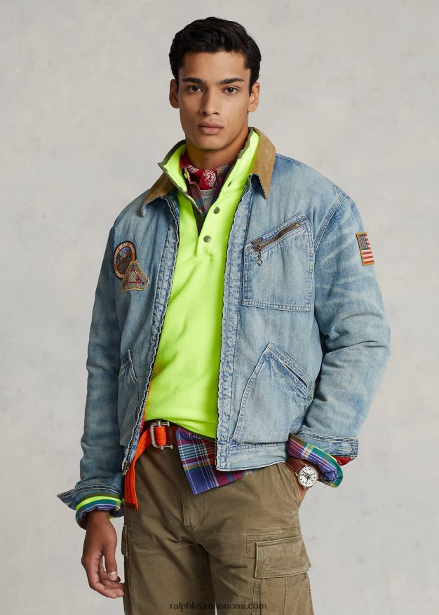 Ralph Lauren miehet denim kuorma-auton takki 0Z24ZR1155 jaanai pesu